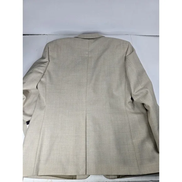 Bill Blass Sport Coat Mark Suit Blazer 46R Mens Beige Polyester Wool Gottschalks